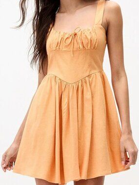 NWT Linen-blend bustier-effect minidress